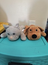 Melissa and Doug Laying Down Grey Cat and Brown Dog 9  Plush Bundle