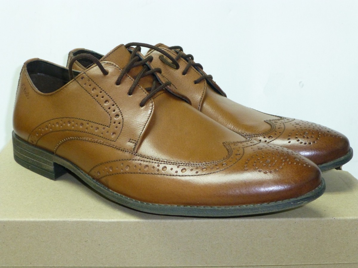 Men's Clarks CHART LIMIT Tan Leather Smart Lace-Up Brogues Shoes - Main Image