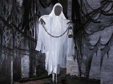 Hanging Ghost Halloween Prop 5 Ft Faceless with Lantern Chain Haunted House New