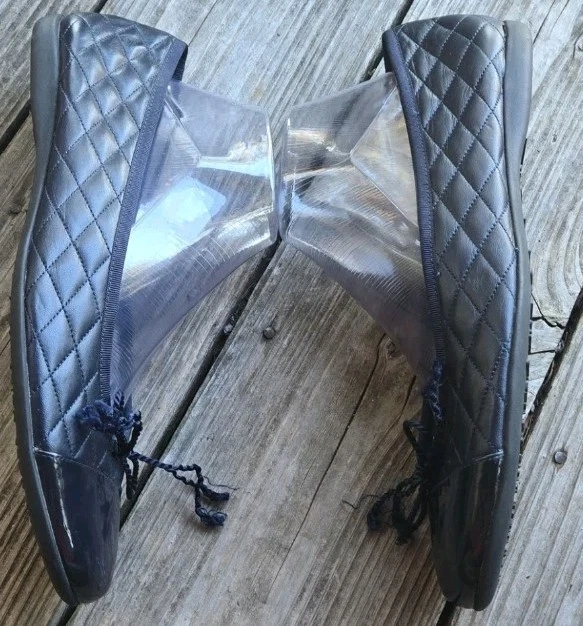 Suela Francesa Nueva York Azul Marino Acolchado Charol Puntera Ballet Plana Talla 10.5 Foto 4 de 4