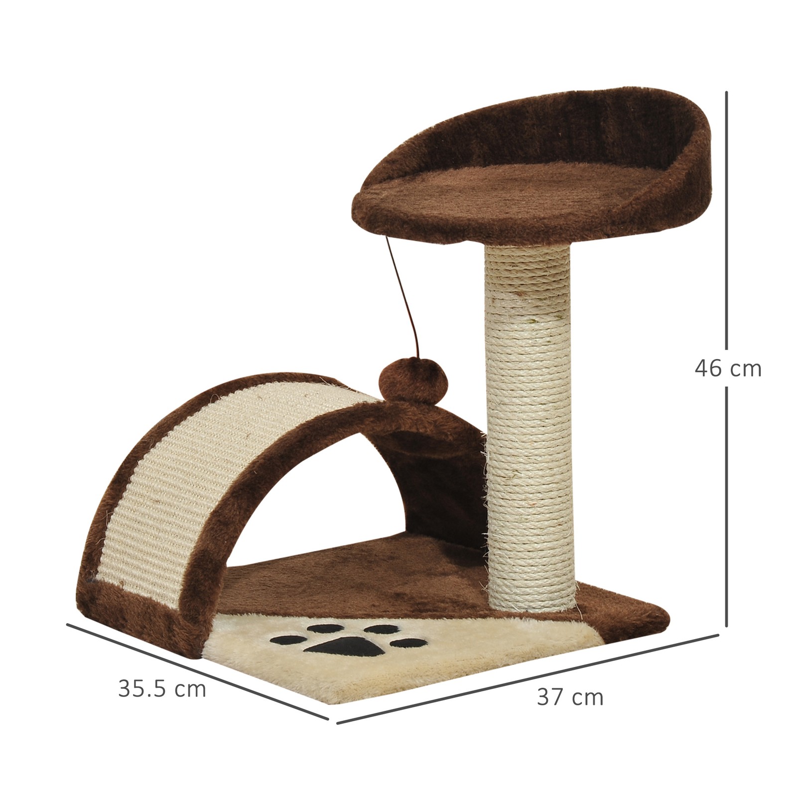 Albero Tiragraffi Per Gatti Per Gioco E Relax 35.5x37x46 Cm Marrone foto 3