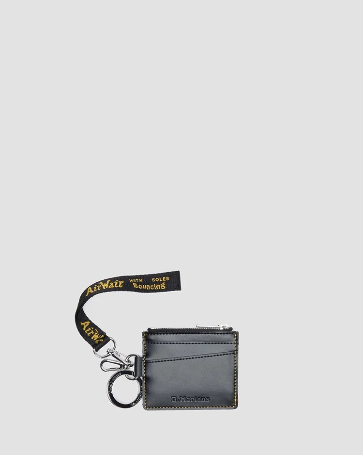 Dr. Martens Black Kiev Card Holder Wallet with Strap Mini Wallet