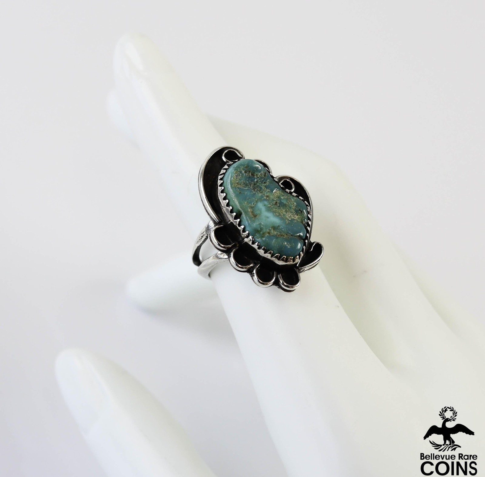 Boho Silver & Turquoise Statement Ring - image 8