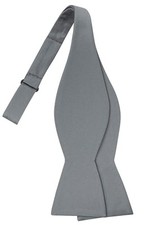 Self-Tied Satin Bow Tie Solid Tuxedo Adjustable Bowties For Adults Gray