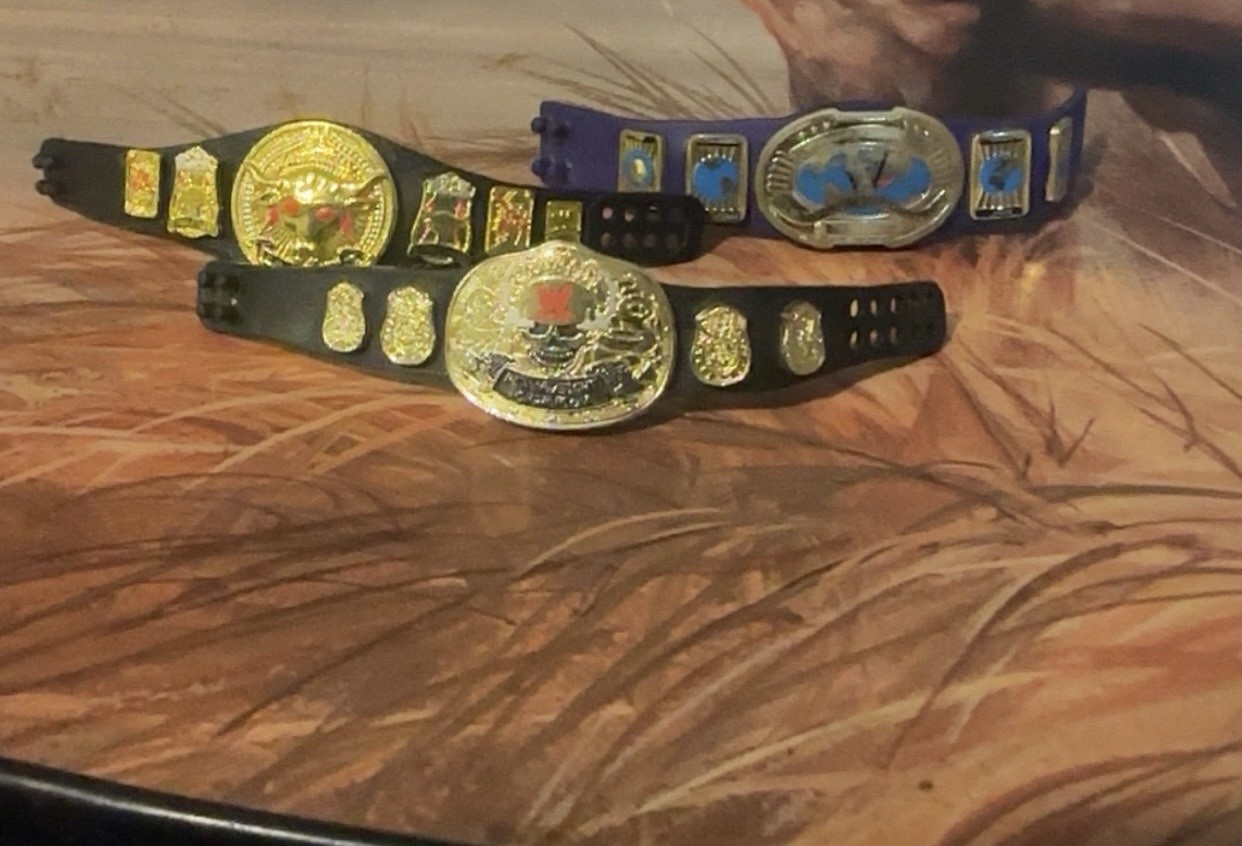 Championship Belts Gold Black Plastic Accessories Set Of 3