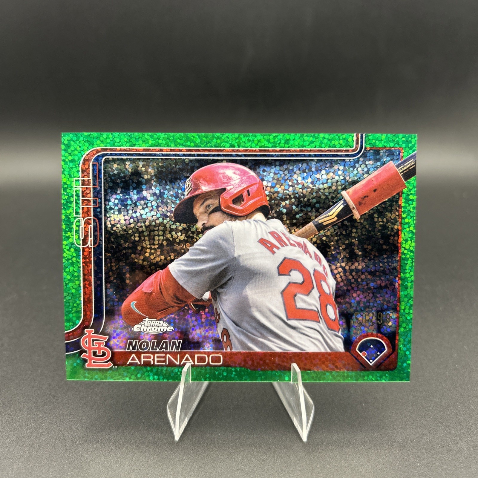 2025 Topps Chrome Nolan Arenado Image Var. SP Green Speckle /99 #14 Cardinals