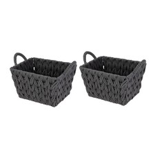 Better Homes Gardens Medium Grey Woven Rope Storage Baskets Handles 2 Pack