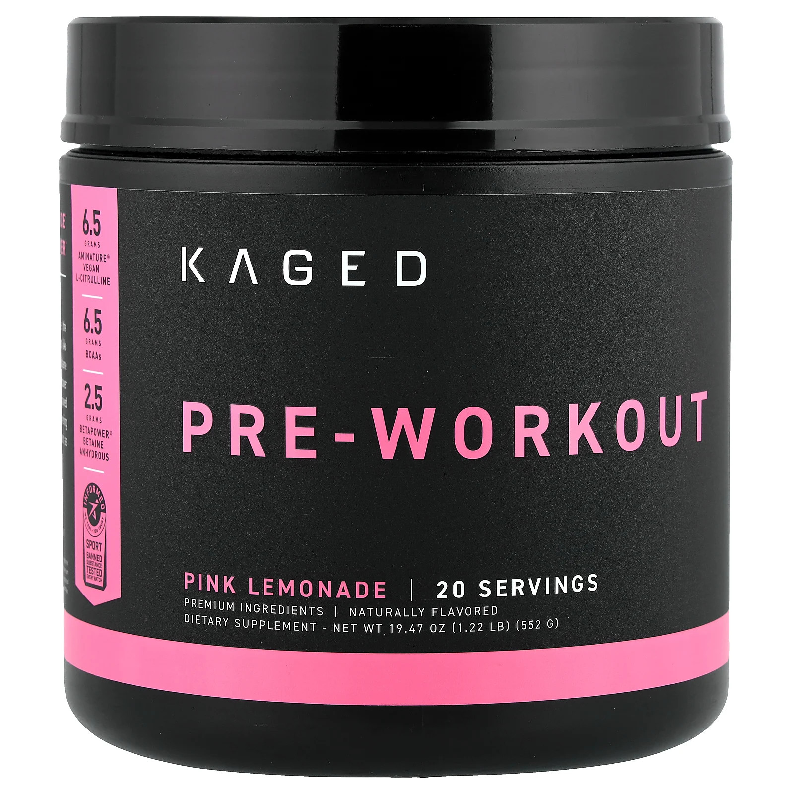 Pre-Workout, Pink Lemonade, 1.22 lb (552 g)