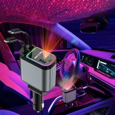 4 in 1 Car Charger with Starry Sky Spotlight