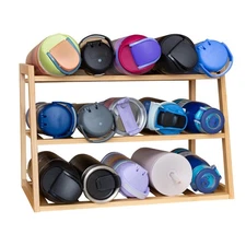 Bamboo Water Bottle Organizer Eco Friendly Storage for Kitchen and Pantry