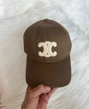 Women’s Celine Baseball Triomphe In Cotton Brown Size M Cap Hat