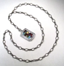 Sterling Silver Gemstone Tag Pendant Necklace ETC10783