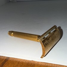 Vintage Goldtone Metal Gillette Ball End Safety Razor MADE IN USA