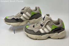 Adidas Kids Yung-96 G27414 White Gray Green Low Top Lace-Up Sneaker Shoes Size 5