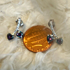 Silver Tone Bow Stud Earrings Multicolor Roun...