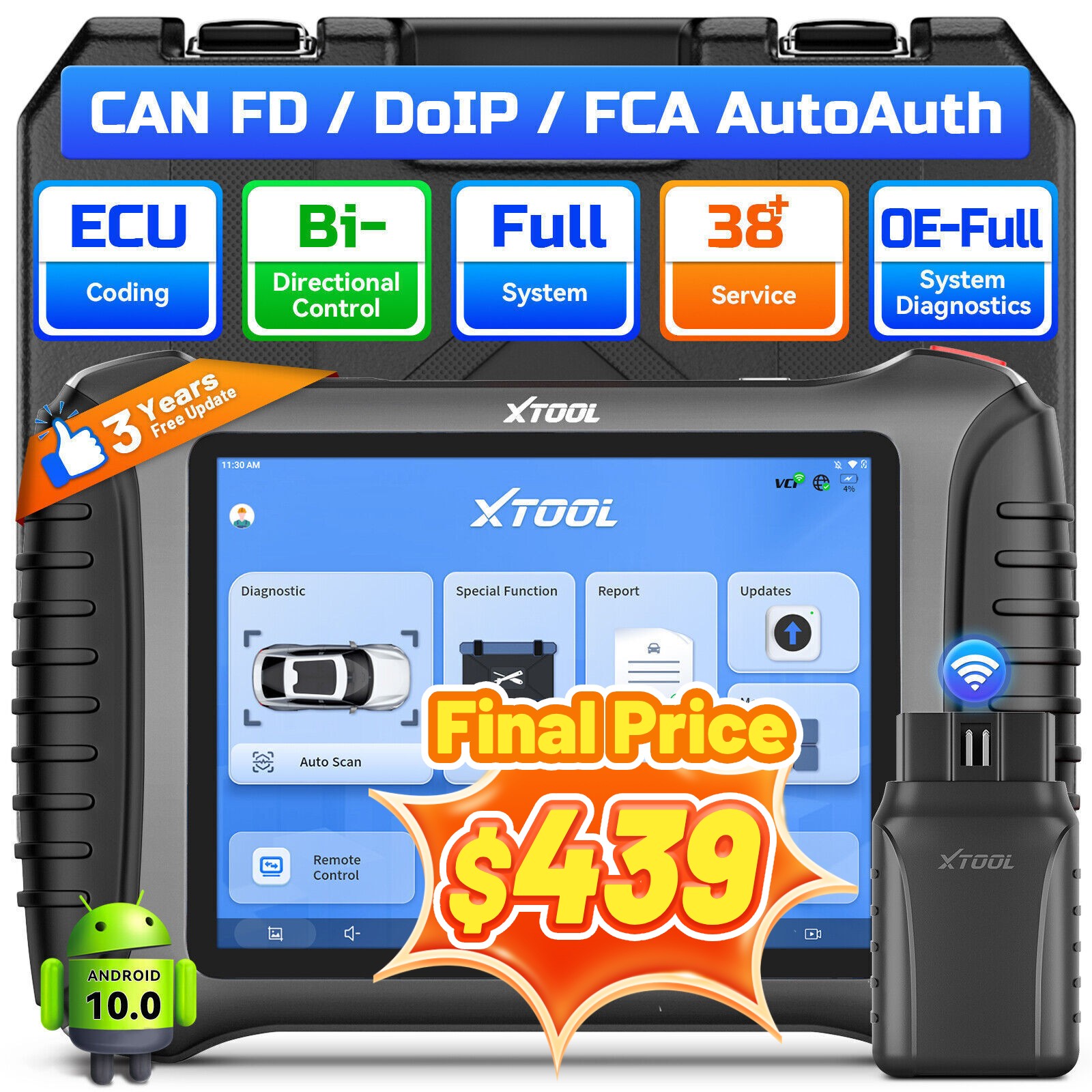 XTOOL IP900BT Car Bidirectional Diagnostic Scanner Online Coding Key Programming-image