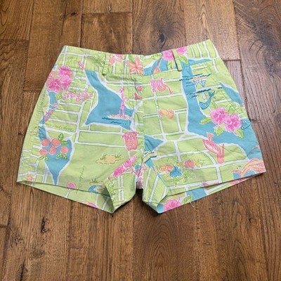 Lilly Pulitzer Shorts Palm Beach Style Blue Green Vintage Tag Womens Size 2P