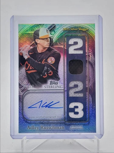 ADLEY RUTSCHMAN 2025 TOPPS STERLING GAME USED PATCH BLUE AUTO 10/10 Q3967