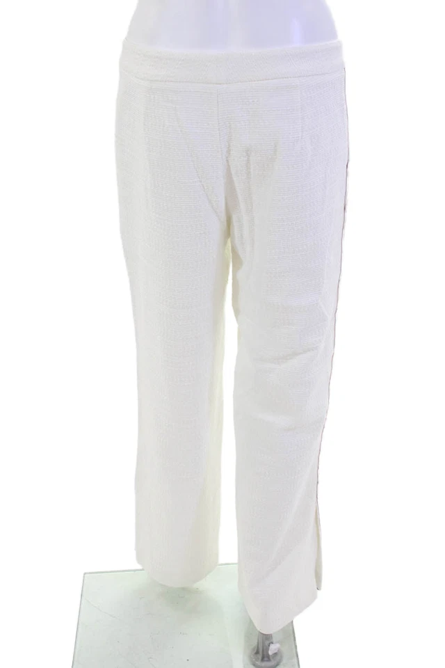 Pantalones de punto Maeve Anthropologie para mujer con cremallera a rayas blancos talla 4 Foto 3 de 4