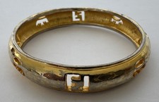 Fendi Bracelet Gold Plated Bangle with Queens Crown Insets 2.5 Inner Diameter