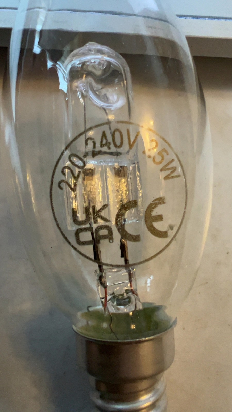220-240V 25W Clear Candle Bulb E14 Small Edison Screw Base image 2