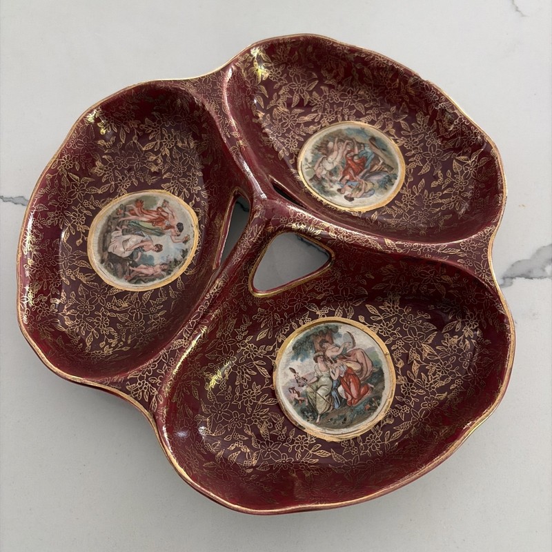 Vintage 1930’s Empire Ware Three Section Tray Candy Trinket Dish Goddess Flaws