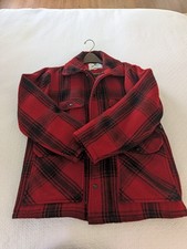 Vintage Johnson Woolen Mills Red Plaid Wool Hunting Coat Size 42 made in the USA