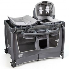4-in-1 Convertible Portable Baby Play Yard with Toys and Music Player-Gray - Col