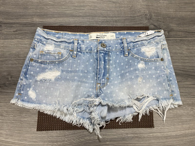 Abercrombie & Fitch Polka Dot Destroyed Low Rise Denim Shorts 4 W27