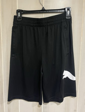 Boys Puma Black Athletic Logo Shorts With Pockets - Size Large 14/16 NWT