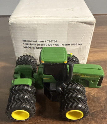 John Deere 4WD Tractor W/Triples, ERTL Mainstreet #786756 1/64 New 9420