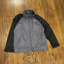 Jordan Full Zip Track Jacket Kids Youth Gray Black Athletic Coat Small 8-10 Yrs