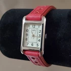 Timex Watch Women's Vintage Red Leather Band Analog Quartz Silver Tone 20 mm