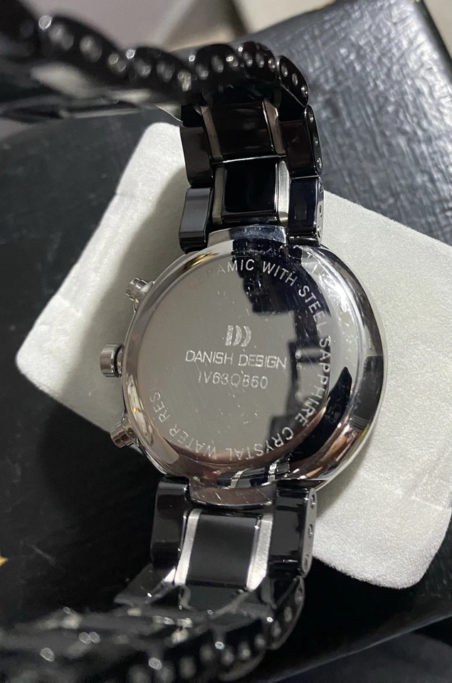 Danish Design IV63Q860 Ladies Ceramic Sapphire Chronograph Black Watch - Image 3 of 3