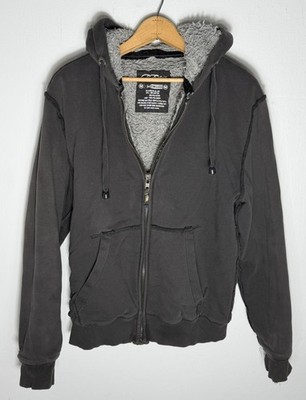 Vintage BC Ethic Hoodie Sweatshirt Mens Medium Gray Sherpa Lined Y2K Skate Heavy