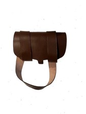 Revolutionary War-Style Brown Leather Cartridge Box with Matching Brown Shoulder