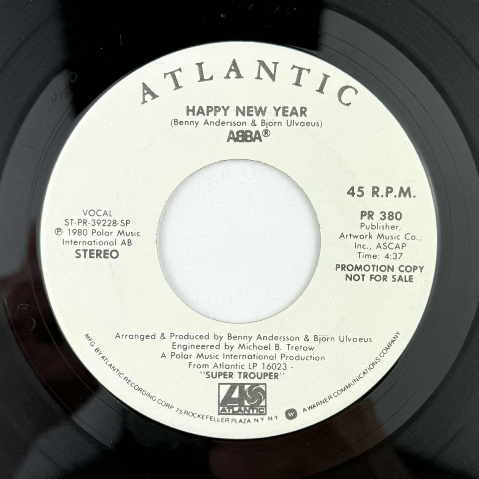 ABBA Happy New Year Promo 45 RPM 7" Single DJ Copy Stereo Mono 70s Pop - Image 4 of 4
