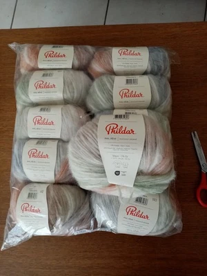 PHILDAR 10 pelotes PHIL REVE 53% alpaga dégrade beige corail vert 50 g neuves - Photo 1/4
