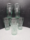 6 Vintage Coca-Cola Glasses Hourglass Body Small Green 6 oz. Coke 4.5" Tall