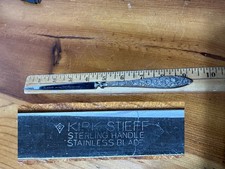 Kirk Stieff Sterling Silver REPOUSSE LETTER OPENER Floral W/ STAINLESS BLADE VTG