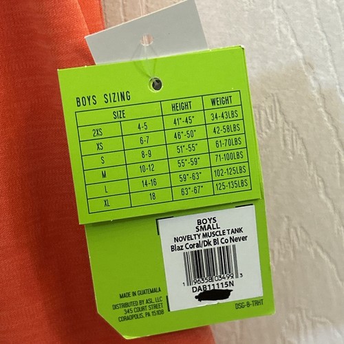 NWT DSG Youth Kids Boy Novelty Muscle Tank Blaz Coral DAB11115N Size Small (8-9) - Picture 17 of 19