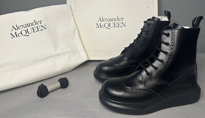 Alexander McQueen Hybrid Brogue Boot Black Men s Size 39 (US 6) Authentic