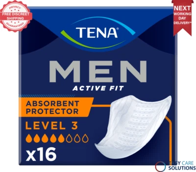 16 x TENA Men Level 3 Active Fit Discreet Absorbent Protector|800 ml|1 Pck of 16