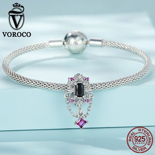 Voroco 925 Sterling Silver Fleur-de-lis Hanging Charm Pendant European Bracelets - Picture 4 of 12