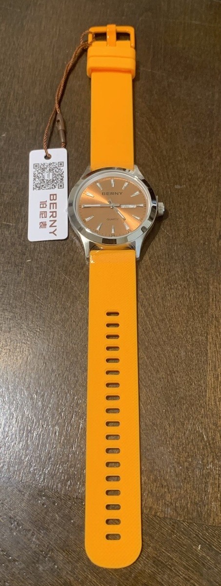 BERNY メンズ腕時計 2676ms/オレンジ BERNY 2676 Miyota Quartz Luxury Men's Watch Date Luminous