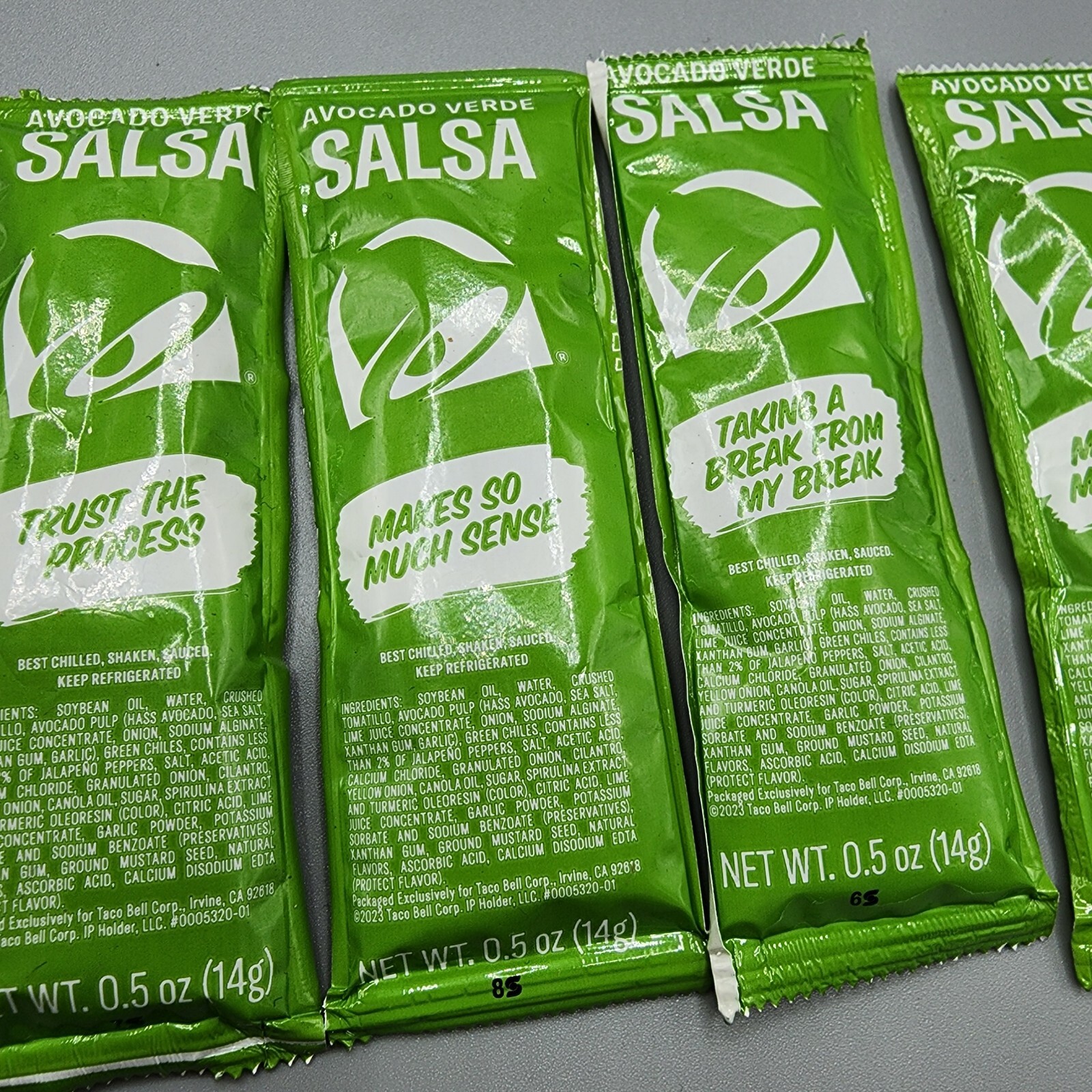Lot of FIVE Taco Bell Avocado Verde Sauce Packets (2024) TB / NEW