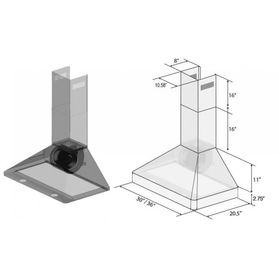 ZLINE 30" STAINLESS STEEL kitchen RANGE HOOD w/BAFFLES LED KF230