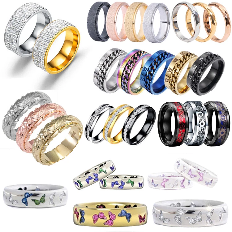 Herren Titan Edelstahl Ring Versprechen Verlobungsring Ehering Größe 5- с