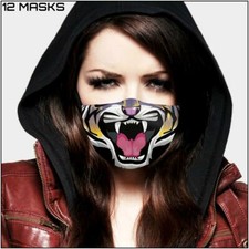 12 Pack Fashion Face Mask Wild Tiger Print Reusable Washable Protection Cover