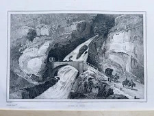 Antique Steel Engraving 1850 Italy Galerie de Gondo Art Print Poster Pictures